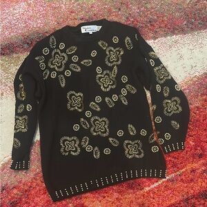 Black and Gold Floral Sweater